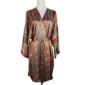 Oscar De La Renta Robe Sz Large Pink Label Vintage Paisley Floral Print